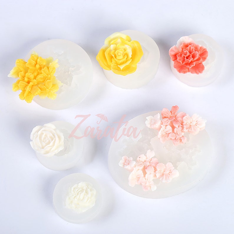 Flower Resin Mold Peony Flower Silicone Mold Rose Resin Etsy