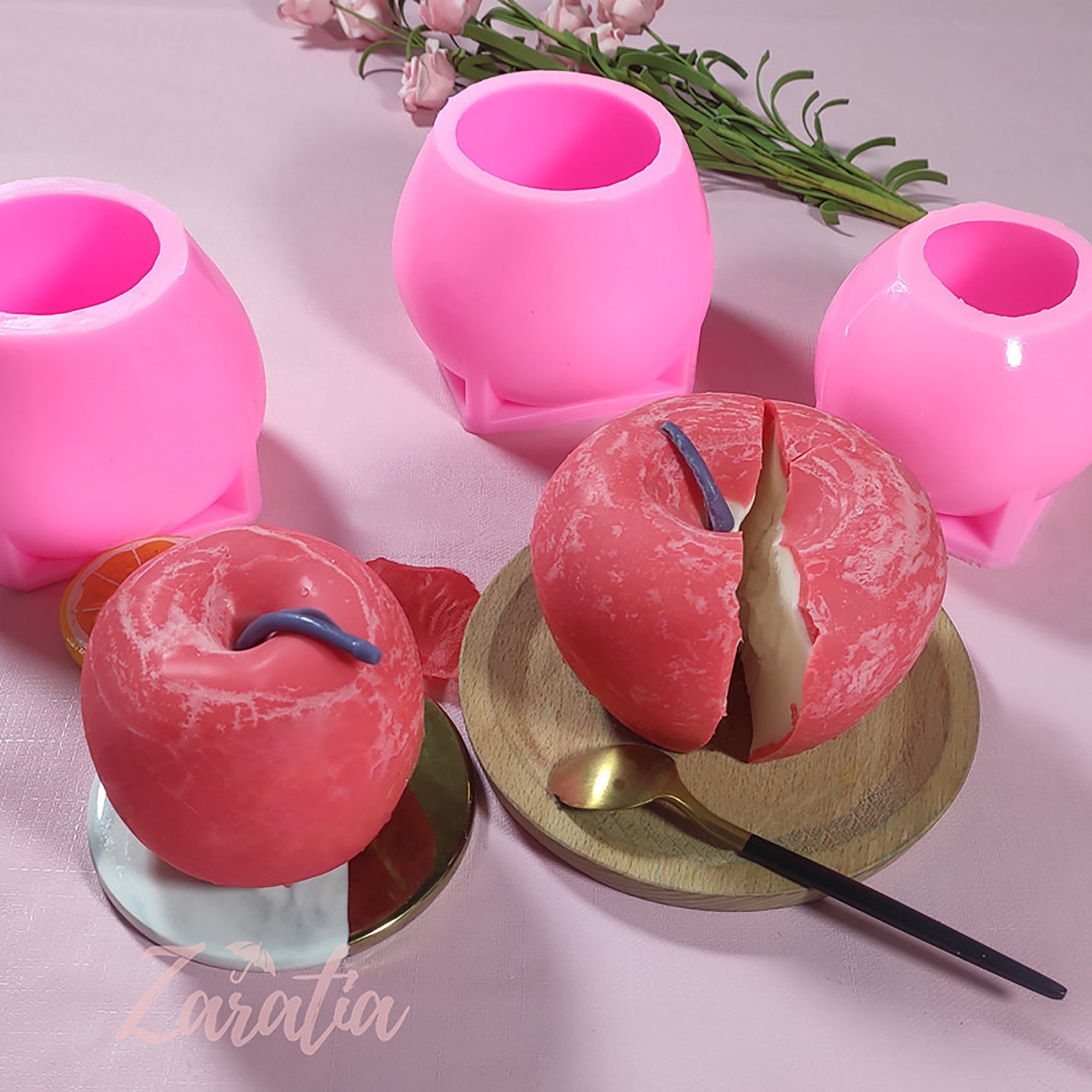 Candle Silicone Mold Apple Candle Resin Mold Fruit Candle Etsy