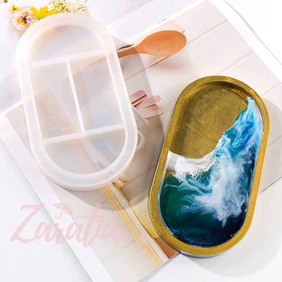 Oval Shape Resin Coaster Mold Silicone Jewelry Tray Epoxy Resin
