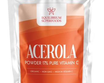 Acerola Powder 17% Pure Vitamin C Organic Non GMO High in Vitamin C 4oz