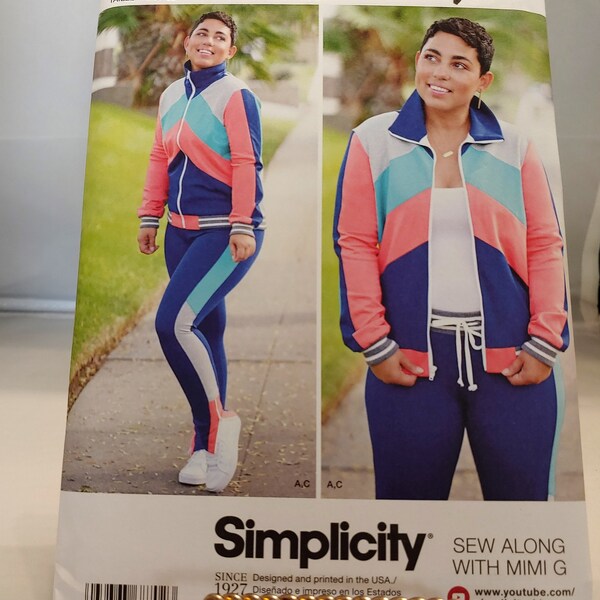 Simplicity pattern, Misses knit jacket,misses pands leggings, number 8702,  Mimi G Style,  size 16-24, new uncut condition, sew along