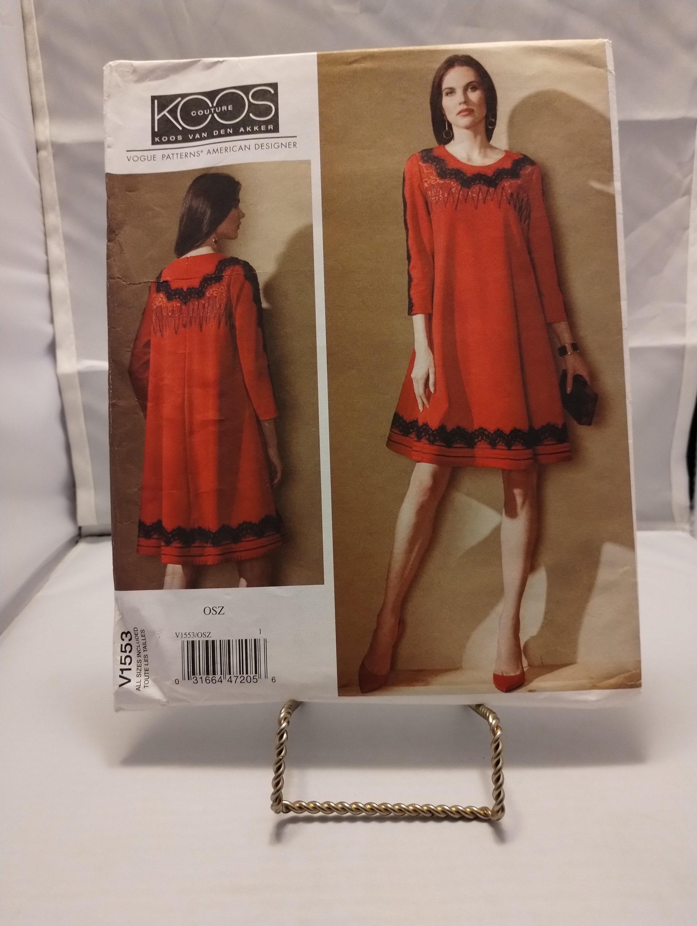 Vogue Designer Koos Couture Pattern Misses Dress Pattern Koos Van Den Akker loose Dress Pattern Gift for Her Sizes 6 to 22 V1553 Etsy