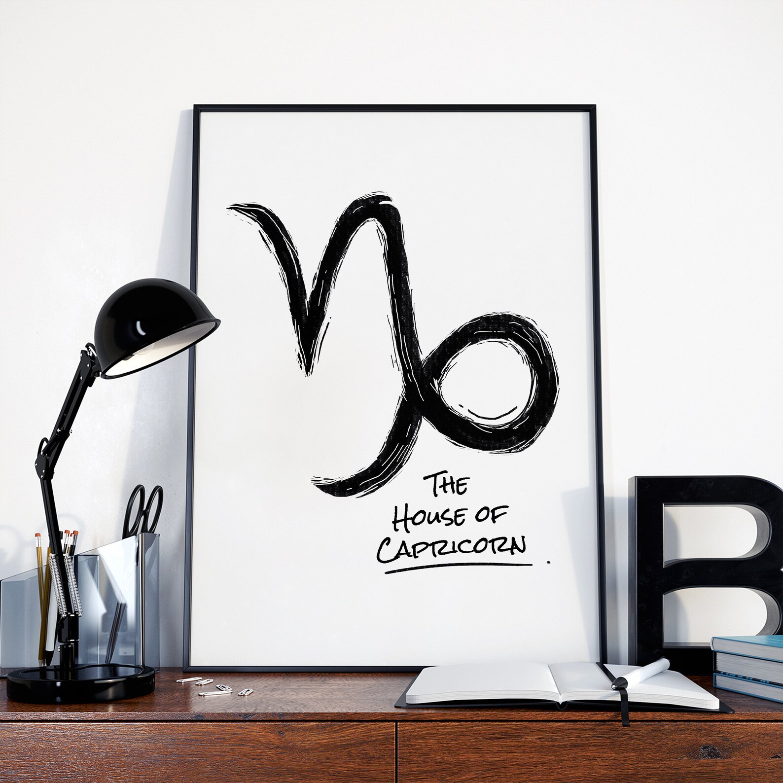 Capricorn zodiac wall art Astrology decor for home office Etsy