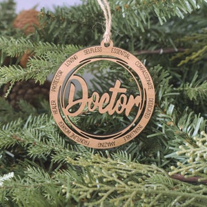 Doctor Wood Christmas Ornament, Medical Wood Christmas Ornament, Doctor Christmas Gift, Holiday Ornament, Doctor Appreciation Gift