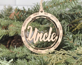 Uncle Wood Christmas Ornament, Family Christmas Ornament, Best Uncle, New Uncle, Holiday Ornament, Wood Family Christmas Ornament