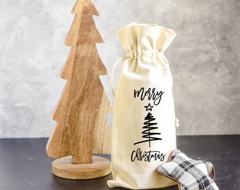 Wine Gift Bag - Merry Christmas - Wine Gift Wrap, Holiday Gift, Wine Tote, Friend Wine Gift, Christmas Hostess Gift, Funny
