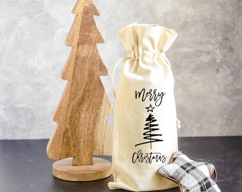 Wine Gift Bag - Merry Christmas - Wine Gift Wrap, Holiday Gift, Wine Tote, Friend Wine Gift, Christmas Hostess Gift, Funny