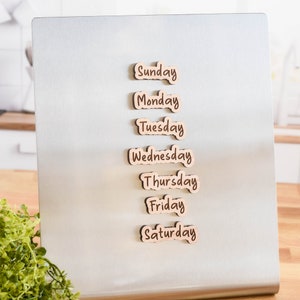 Days of the Week Magnets, Organization Magnets, Wooden Refrigerator Magnets, Reminder Magnets, Magnets for Office, White Board Magnets