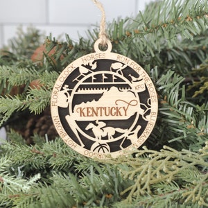 Kentucky Christmas Ornament, Wood Christmas Ornament, Kentucky Ornament, 50 States, New Home Gift, Vacation, Moving, Holiday Ornament