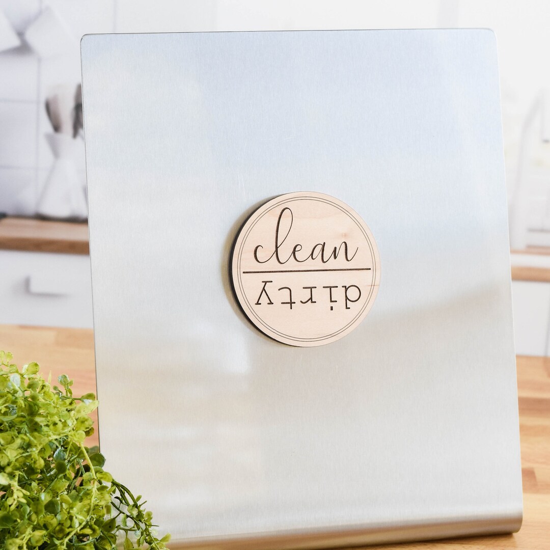 Dishwasher Clean/dirty Round Laser Engraved Wooden Etsy