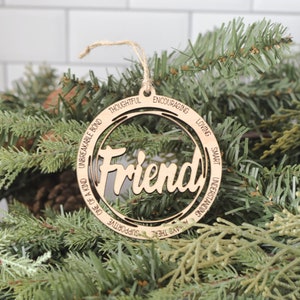 Friend Wood Christmas Ornament, Holiday Ornament, Friend Christmas Ornament, Best Friend, Wood Ornament, Family Ornament, Best Friend Gift