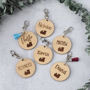 Personalized Bag Tag - Train - Diaper Bag Tag, Backpack Tags, School Tags, Backpack Name Tag, Backpack Name Keychain, Wood Name Tags