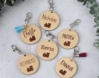 Personalized Bag Tag - Train - Diaper Bag Tag, Backpack Tags, School Tags, Backpack Name Tag, Backpack Name Keychain, Wood Name Tags
