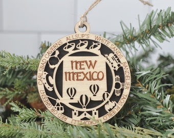 New Mexico Christmas Ornament, Wood Christmas Ornament, New Mexico Ornament, 50 States, New Home Gift, Vacation, Moving, Holiday Ornament