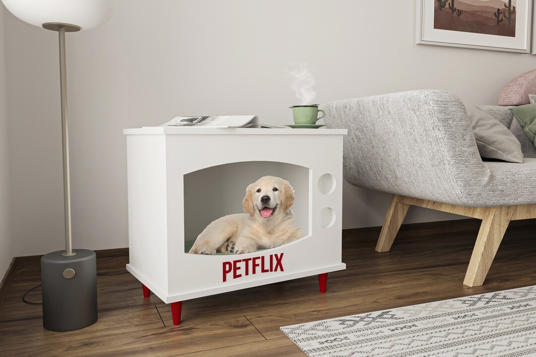 Pet Flix Dog Bed, Unique Dog House for Indoor, Wood Dog Bed
