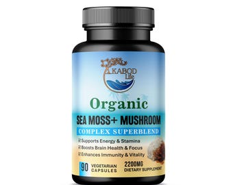 Complejo orgánico de musgo marino y hongos: 90 cápsulas para la concentración, la inmunidad y la energía