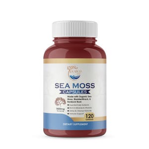 Organic Sea Moss Capsules with Bladderwrack & Burdock Root | 102 Mineral Blend | Wild Harvested Vegan Herbal Supplement