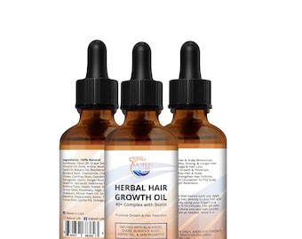 Herbal Hair Growth Oil with Black Seed Chebe Saw Palmetto and Biotin 2 oz