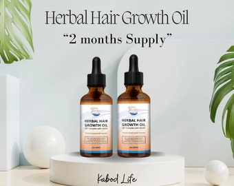 Paquete de aceite herbario para el crecimiento del cabello 40+ complejo con paquete de biotina. (Suministro para 2 meses)