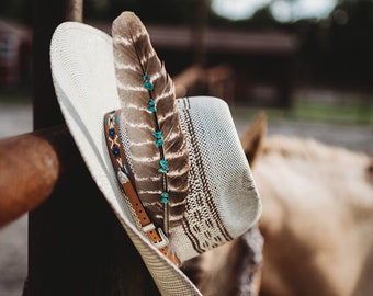 Turquoise Turkey HAT FEATHER, Feather for hat, Cowboy Hat Feather, Turquoise, Custom hat feather for cowboy or cowgirl, boho, western retro