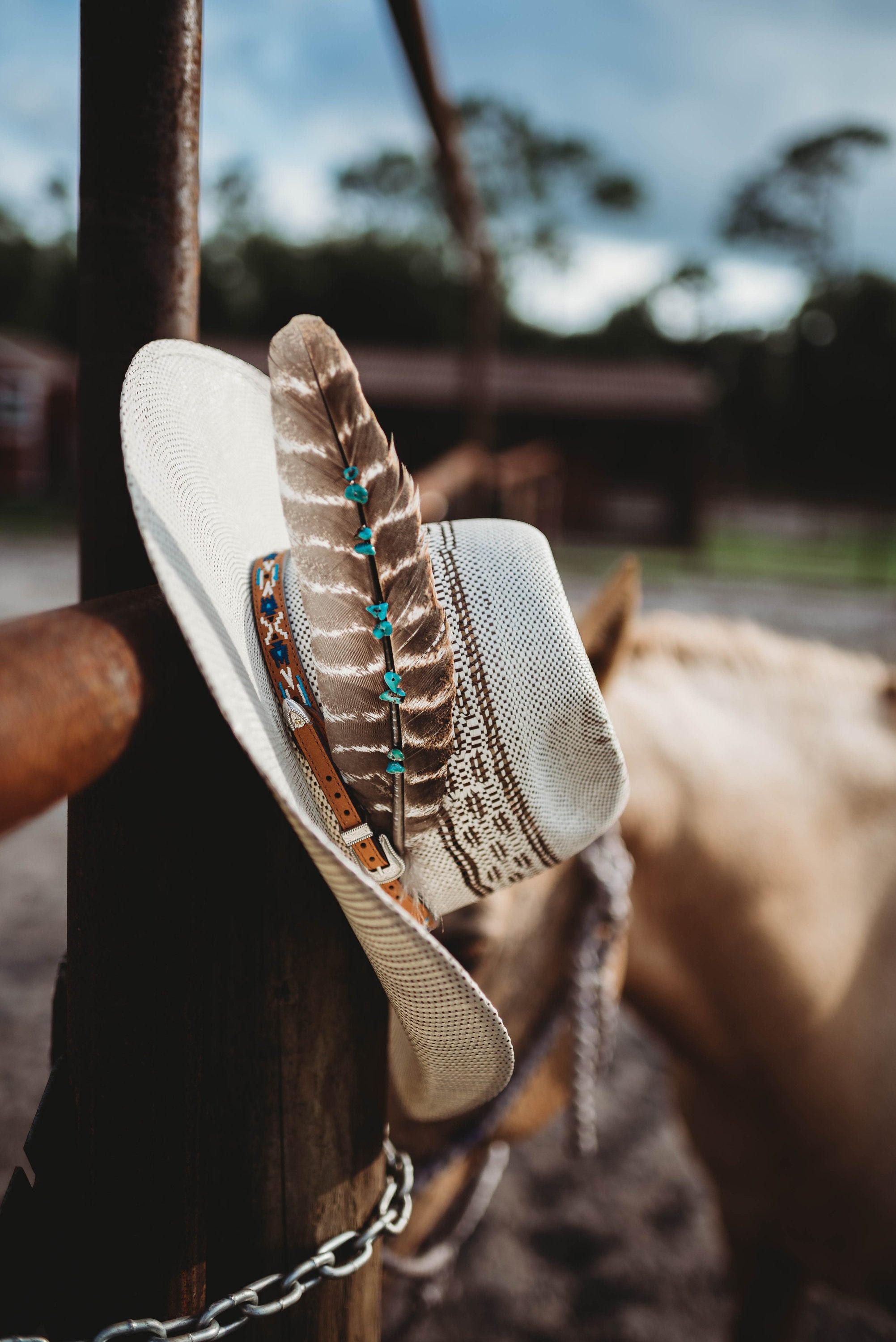 Customized Western Felt Hat Feathers Boho, Wedding, Photography, Pampas Band