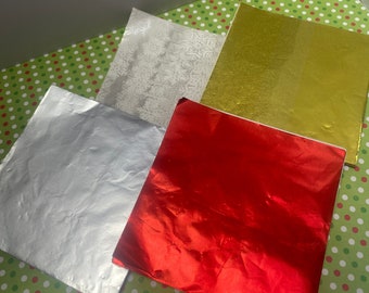 Christmas candy wrappers, foil candy wrappers, hard candy wrappers, chocolate wrappers, baking wraps, cellophane wrappers