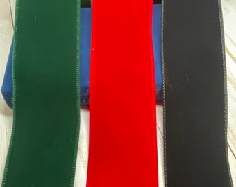 Textured solid red 2.5” wired Christmas ribbon plush velvet opulent - green velvet ribbon, black velvet ribbon