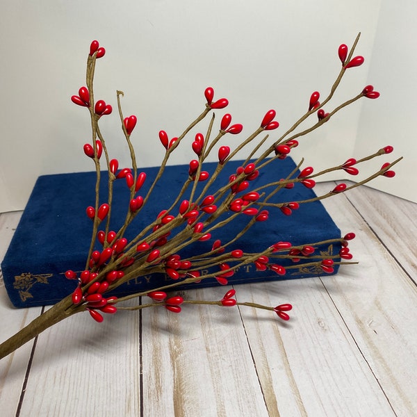 Christmas red berries pick / Christmas red berries mini bush - Christmas wreath pick - Christmas tree berry pick - mini Xmas bush