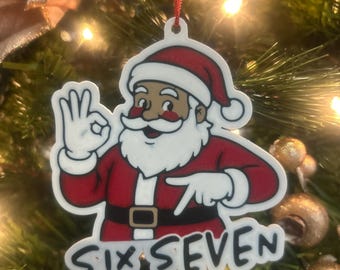 Funny 67 santa Christmas tree ornament - Christmas ornament, 67, keychain