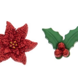 8 Miniature poinsettia flatbacks, mini poinsettia Christmas decor, tiny poinsettias, dollhouse poinsettia, small poinsettia pieces.