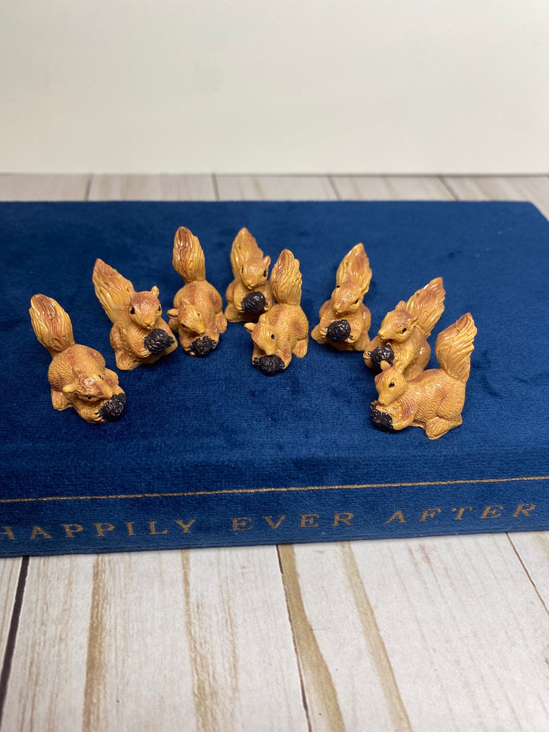 8 Miniature Squirrels Fall Miniature Squirrel Decor Decorative Harvest Squirrel With Nut Etsy