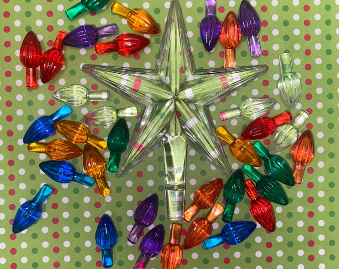 Replacement Bulbs and Star for Ceramic Christmas Tree, Vintage