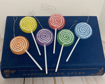 Miniature lollipop candy ornaments - Christmas candy ornaments - Christmas sweet lollipop wreath embellishment - Christmas tiered tray decor
