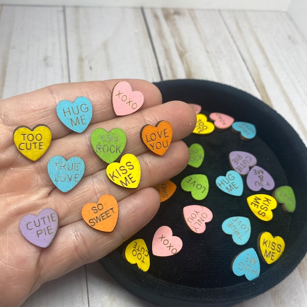 Valentine’s Day miniature cute wooden hearts, Valentine’s Day decor, Valentine’s Day love hearts, Valentine’s Day crafts, v day sweethearts