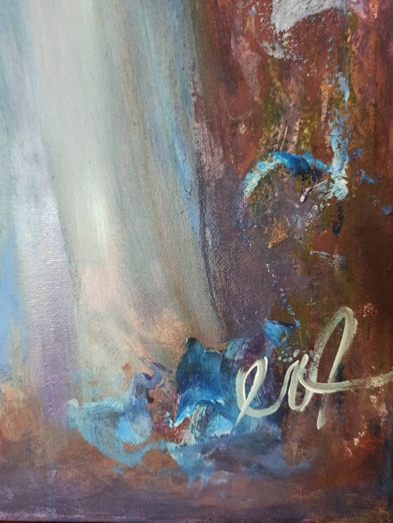Peinture femme en robe de soiree bleue • Peintures sur toile