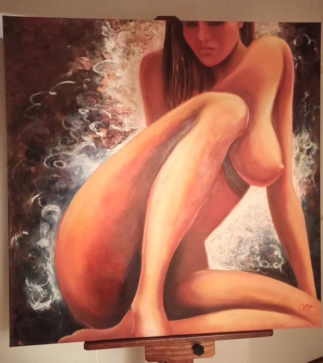 EVA // Original Oil Painting Abstract Modern Art Female Nude