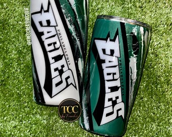 Philadelphia Eagles Tumbler, Personalized Philadelphia Eagles Cup, Epoxy Swirl NFL Fan Gift, Stainless Steel Travel Mug