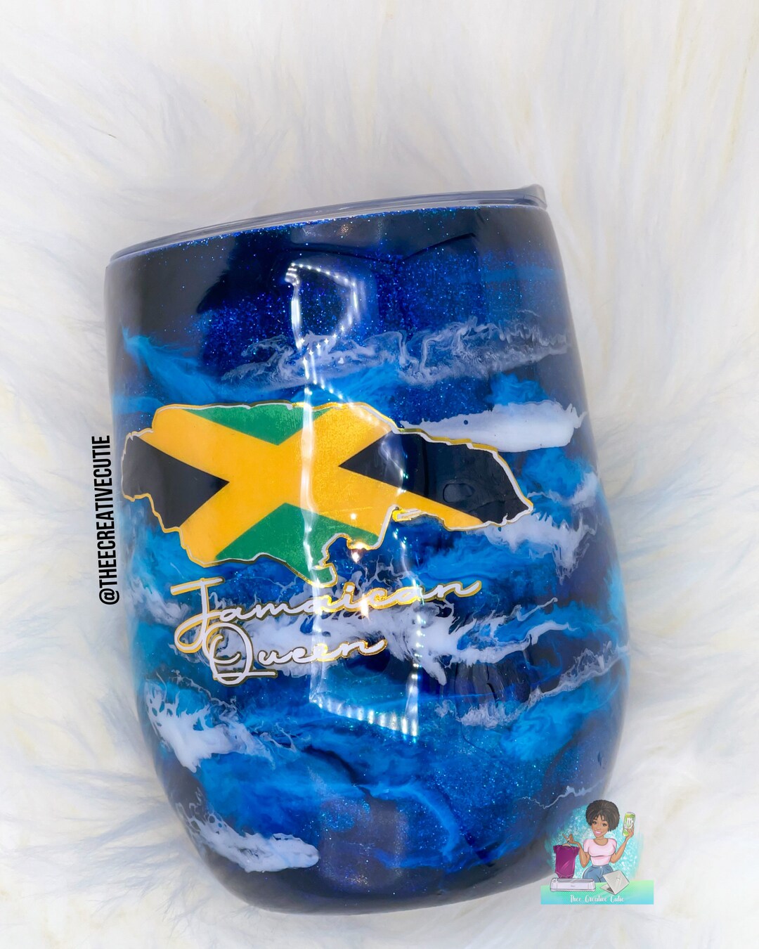Jamaican Flag Glitter Tumbler, Jamaican Queen, Jamaica Flag Gift, Gift