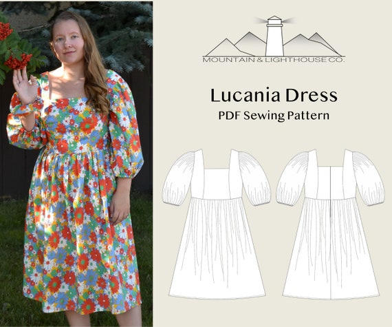 Puff-sleeved Princess Seam Midi Dress PDF Sewing Pattern for - Etsy