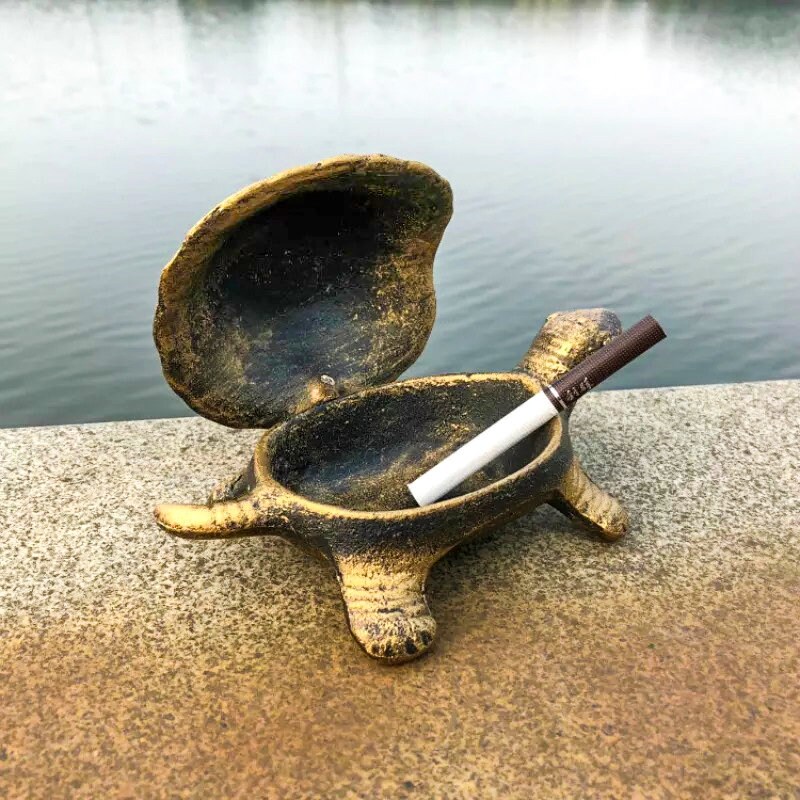 Retro Turtle Ashtray Cast Iron Cute Ashtray with Lid Etsy