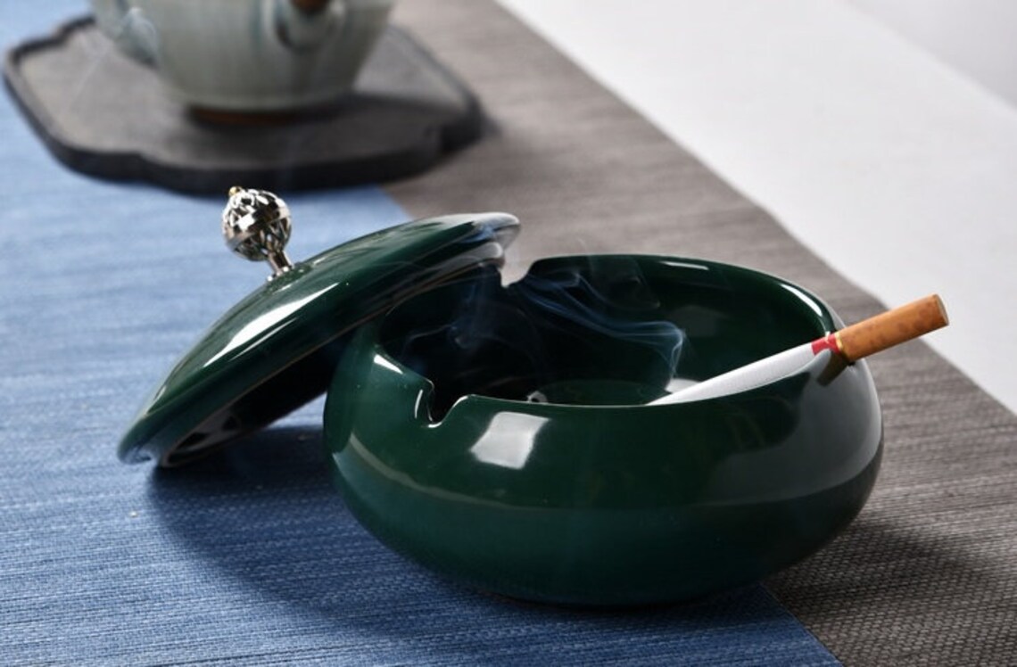 Outdoor Ceramic Ashtray for Patio Ashtray with Lid Jewelry Etsy