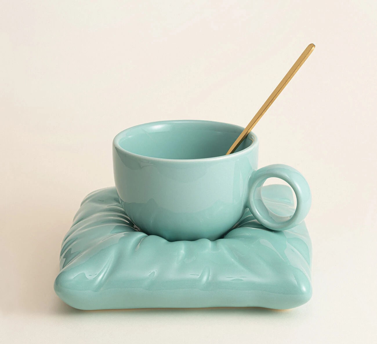 Cute Tea Cup with 'Pillow' shaped Saucer Coffee Mug Etsy