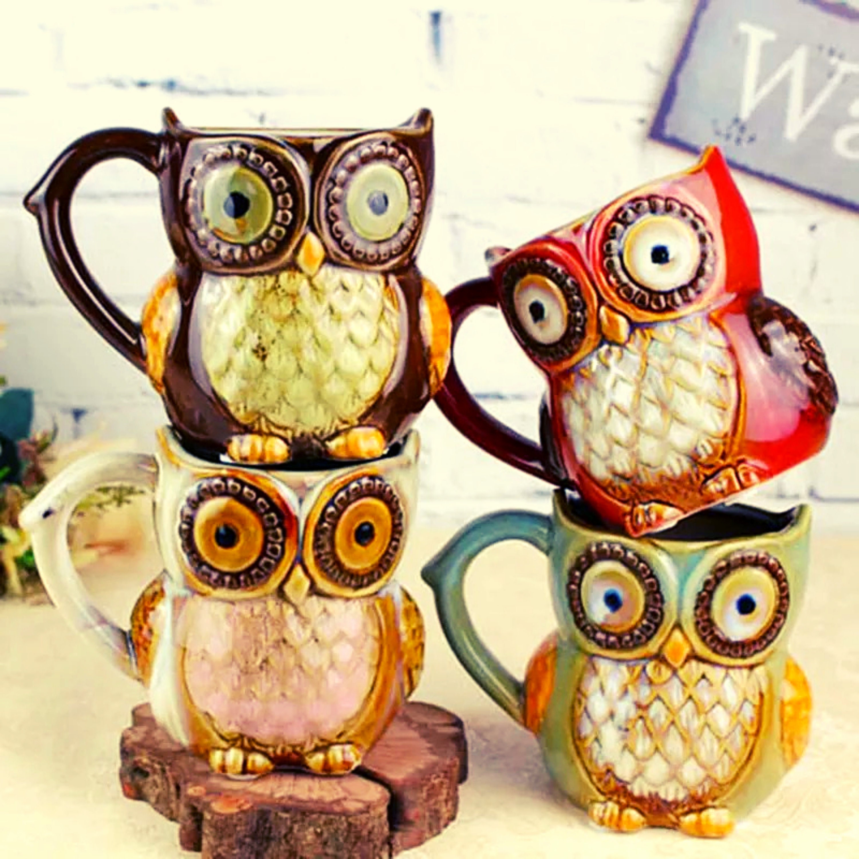 Owl Mug Ceramic Owl Coffee Cup 3D Owl Mug Gift Handpaint Etsy