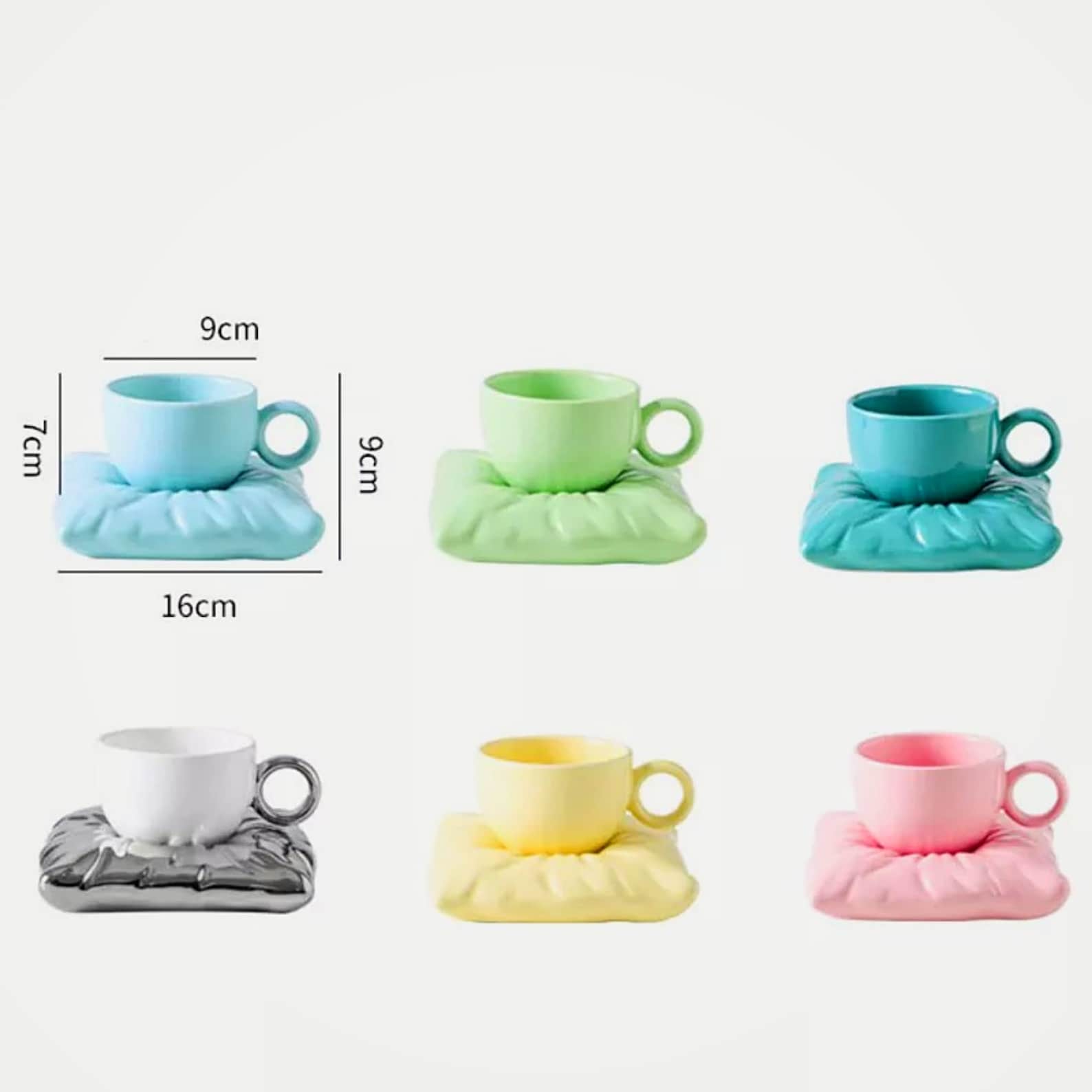 Cute Tea Cup with 'Pillow' shaped Saucer Coffee Mug Etsy
