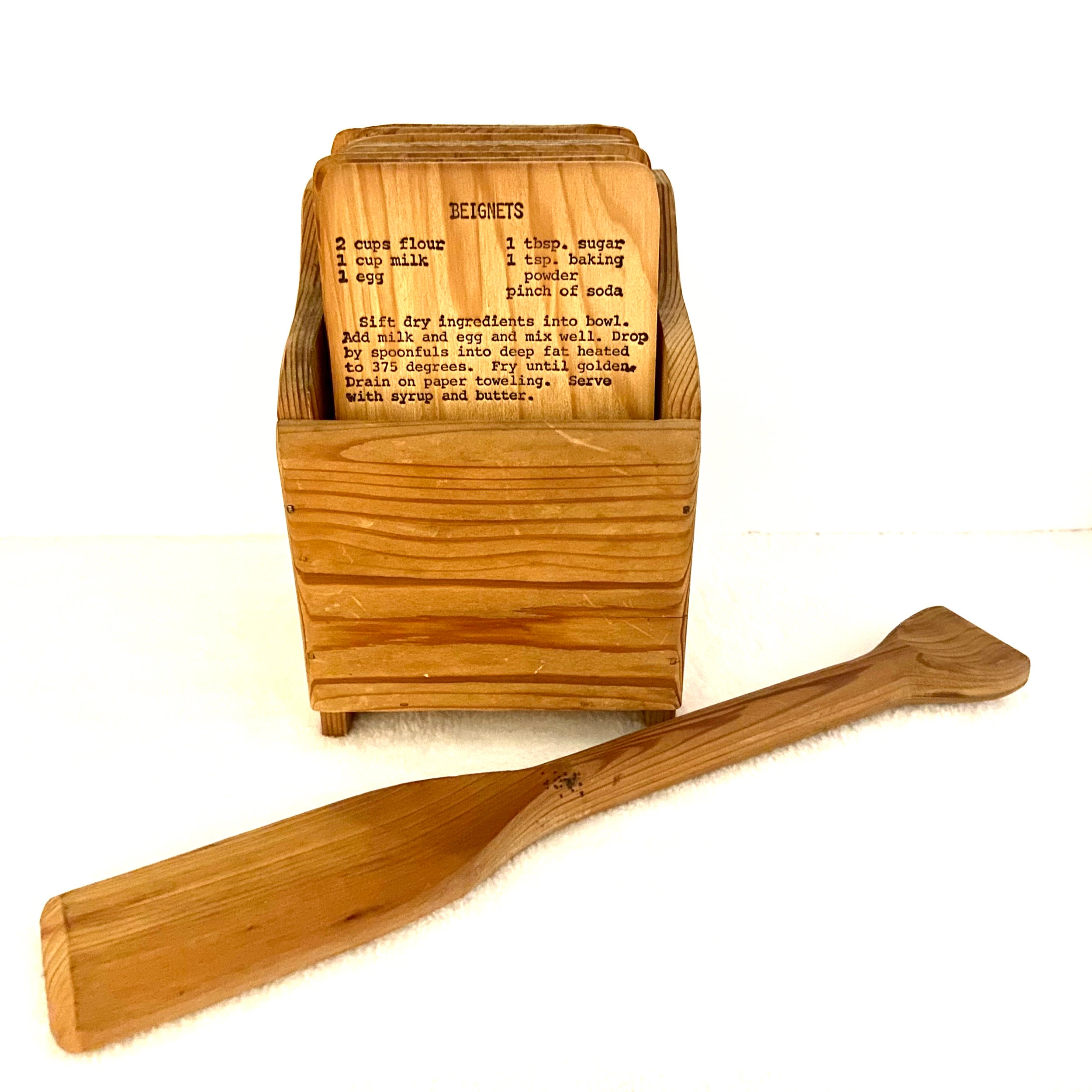 Vintage Cajun Recipe Box with Rice Paddle Wooden Recipe Box Etsy
