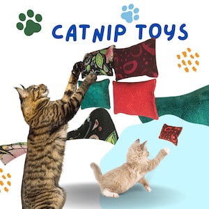 4 Pack Pink Green floral Cat Nip Toy | Cat toys | Gifts for cats | Stocking Stuffers | Gifts for Pet lovers