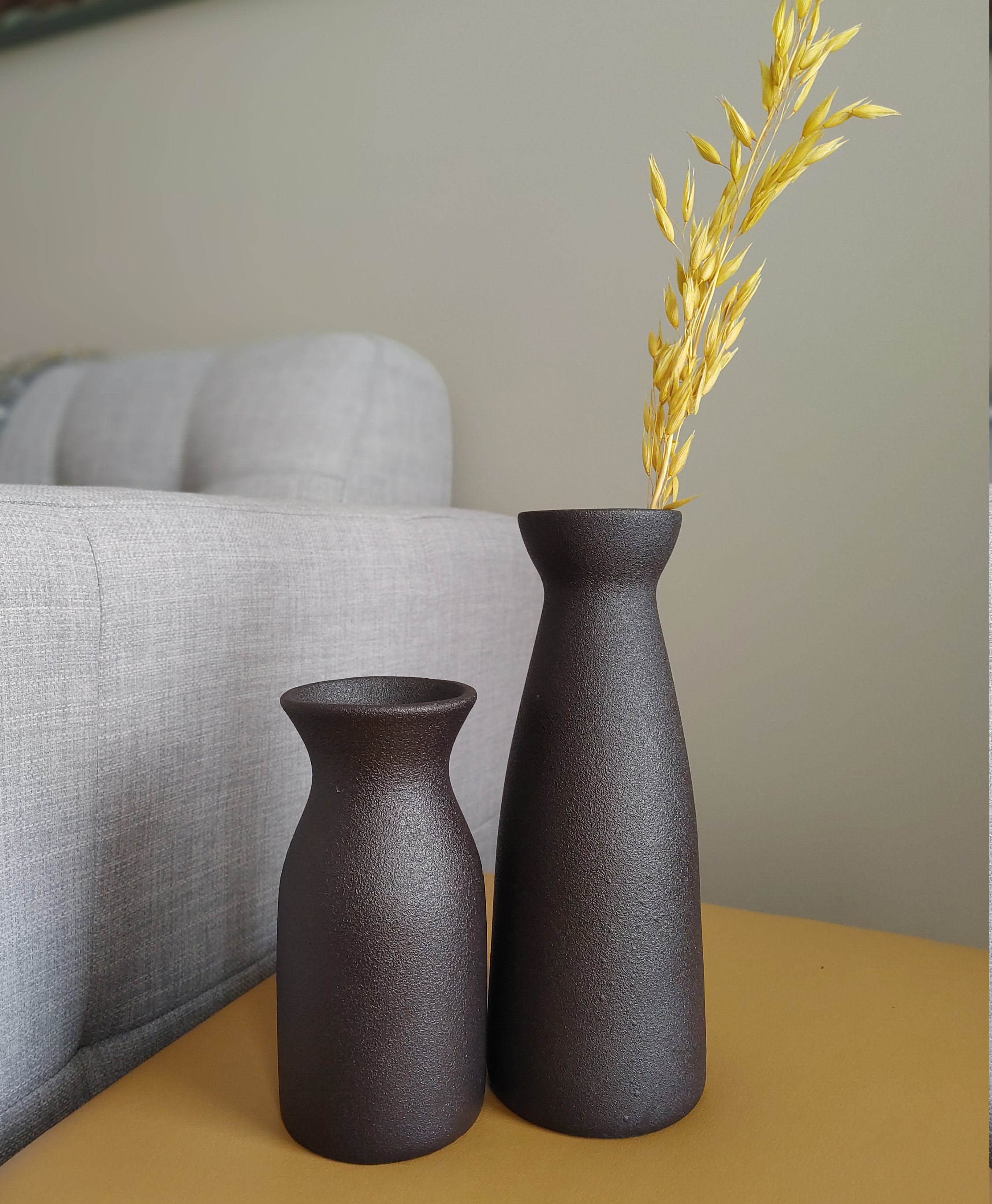 Black ceramic vase matte ceramic vase modern vase Etsy