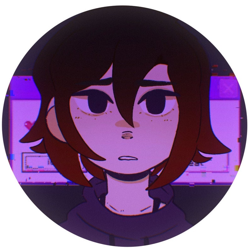 Peut inclure: Illustration num&eacute;rique d'une personne aux cheveux bruns portant un sweat &agrave; capuche violet, regardant vers le bas avec une expression triste. L'arri&egrave;re-plan est un d&eacute;grad&eacute; violet et bleu avec une fen&ecirc;tre pix&eacute;lis&eacute;e.