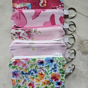 Wallet Keychain Wristlet, Small Zipper Pouch, Handmade Accessory, Card Holder, Gift for Her