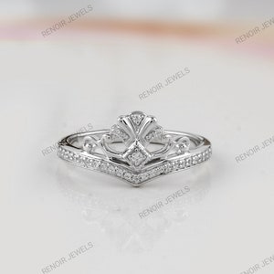 Bague couronne diadème princesse, bague reine incurvée, bague en argent sterling 925 avec diamant CZ, bague cadeau d&#39;anniversaire et de mariage pour fille et femme